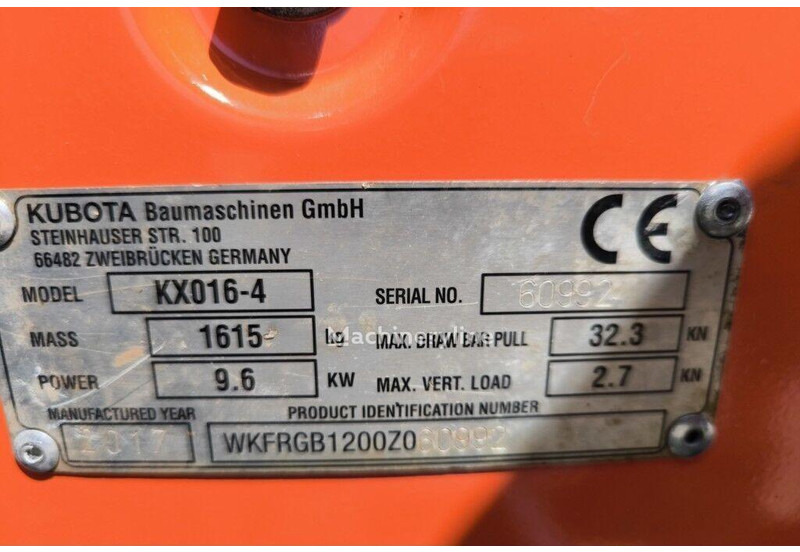 Лизинг на Kubota KX016-4 - Crawler mini excavator Kubota KX016-4 - Crawler mini excavator: снимка 16 Лизинг на Kubota KX016-4 - Crawler mini excavator Kubota KX016-4 - Crawler mini excavator: снимка 16