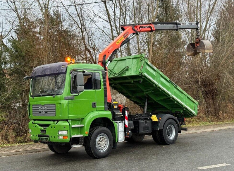 MAN TGA 18.360 Meiller 3-Way Tipper + Crane Palfinger PK 9501 - Самосвал камион, Камион с кран: снимка 1 MAN TGA 18.360 Meiller 3-Way Tipper + Crane Palfinger PK 9501 - Самосвал камион, Камион с кран: снимка 1