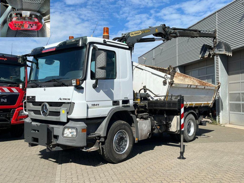 Mercedes-Benz Actros 1841 K 3-Way Meiller Tipper Crane Palfinger PK 13001-KA - Самосвал камион, Камион с кран: снимка 1 Mercedes-Benz Actros 1841 K 3-Way Meiller Tipper Crane Palfinger PK 13001-KA - Самосвал камион, Камион с кран: снимка 1