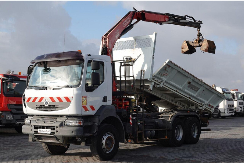 Renault KERAX 410 / 6x4 / WYWROTKA + HDS FASSI F150 / HYDROBURTA / BORDM - Самосвал камион, Камион с кран: снимка 1 Renault KERAX 410 / 6x4 / WYWROTKA + HDS FASSI F150 / HYDROBURTA / BORDM - Самосвал камион, Камион с кран: снимка 1