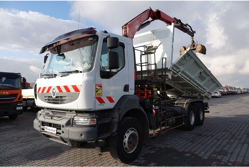 Renault KERAX 410 / 6x4 / WYWROTKA + HDS FASSI F150 / HYDROBURTA / BORDM - Самосвал камион, Камион с кран: снимка 2 Renault KERAX 410 / 6x4 / WYWROTKA + HDS FASSI F150 / HYDROBURTA / BORDM - Самосвал камион, Камион с кран: снимка 2
