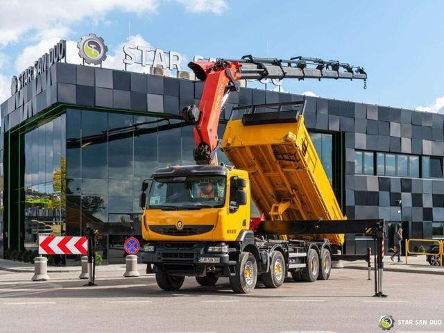 Renault KERAX 450 8x4 PALFINGER PK 60002 Crane Tipper - Самосвал камион, Камион с кран: снимка 1 Renault KERAX 450 8x4 PALFINGER PK 60002 Crane Tipper - Самосвал камион, Камион с кран: снимка 1