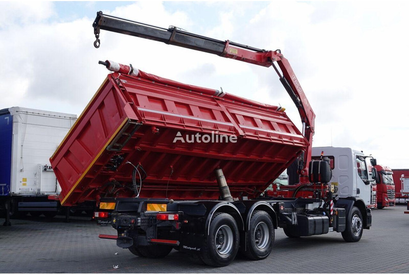 Самосвал камион, Камион с кран Renault LANDER 3 way tipper + crane FASSI 130 6x4: снимка 13