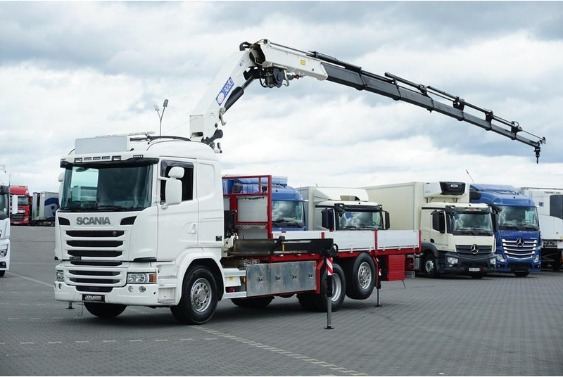 Scania G 490 / 6 X 2 / SKRZYNIOWY + HDS / HMF 3220 K7 / WYSIĘG 18,9 M - Бордови камион, Камион с кран: снимка 1 Scania G 490 / 6 X 2 / SKRZYNIOWY + HDS / HMF 3220 K7 / WYSIĘG 18,9 M - Бордови камион, Камион с кран: снимка 1