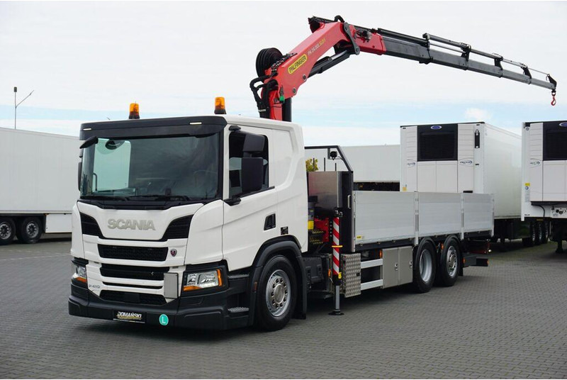 Scania P 410 / 6 X 2 / SKRZYNIOWY + HDS / PALFINGER PK 24 001 / OŚ SKRĘ - Бордови камион, Камион с кран: снимка 1 Scania P 410 / 6 X 2 / SKRZYNIOWY + HDS / PALFINGER PK 24 001 / OŚ SKRĘ - Бордови камион, Камион с кран: снимка 1