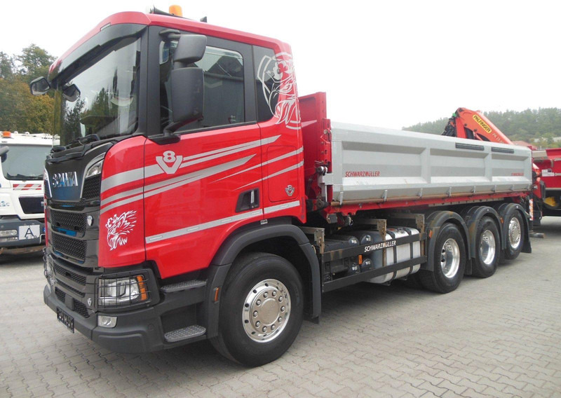 Scania R 580 8X4 + PALFINGER PK 19.001 crane - Самосвал камион, Камион с кран: снимка 1 Scania R 580 8X4 + PALFINGER PK 19.001 crane - Самосвал камион, Камион с кран: снимка 1