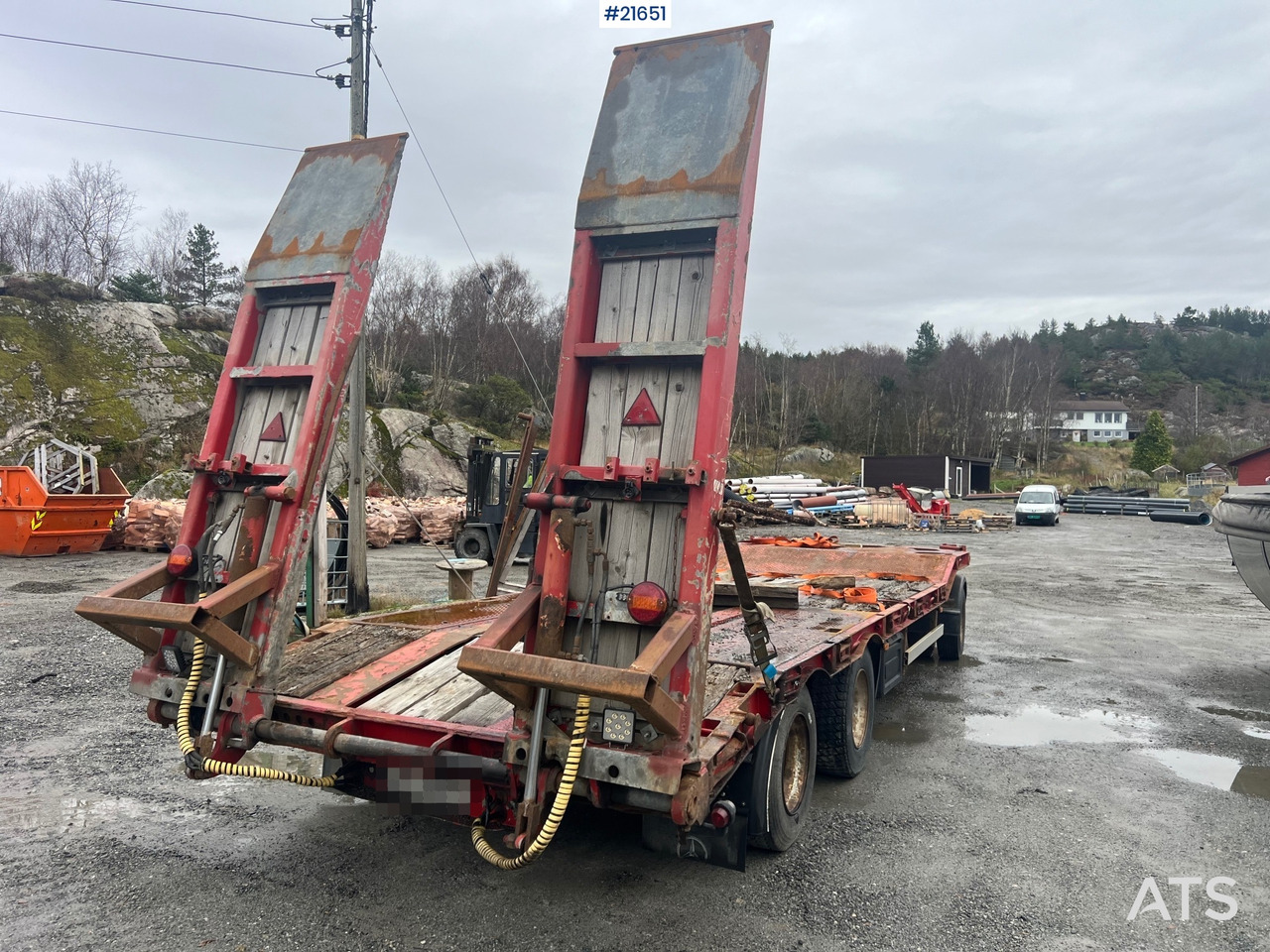 Damm 3 akslet maskinhenger m/ hydrauliske kjørebroer - Автовоз ремарке: снимка 4 Damm 3 akslet maskinhenger m/ hydrauliske kjørebroer - Автовоз ремарке: снимка 4