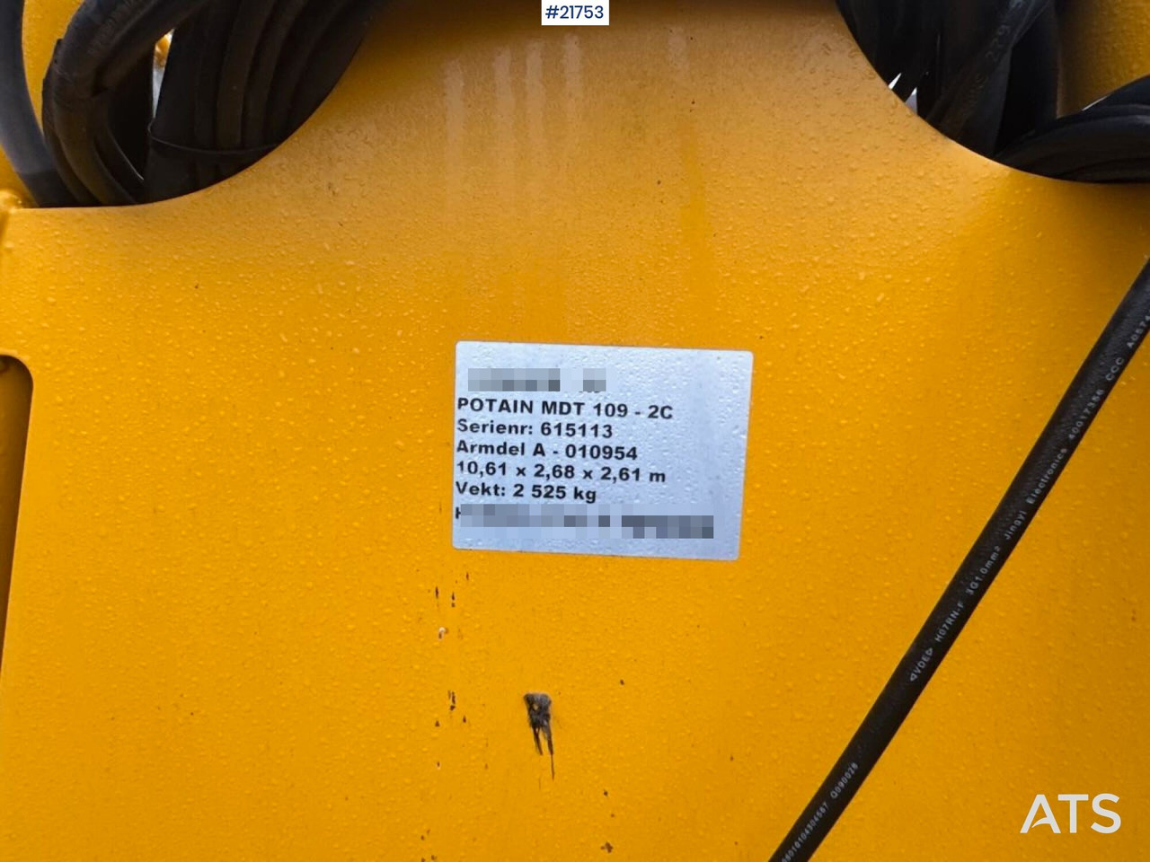 Кулокран Potain MDT 109 2C Tårnkran: снимка 12