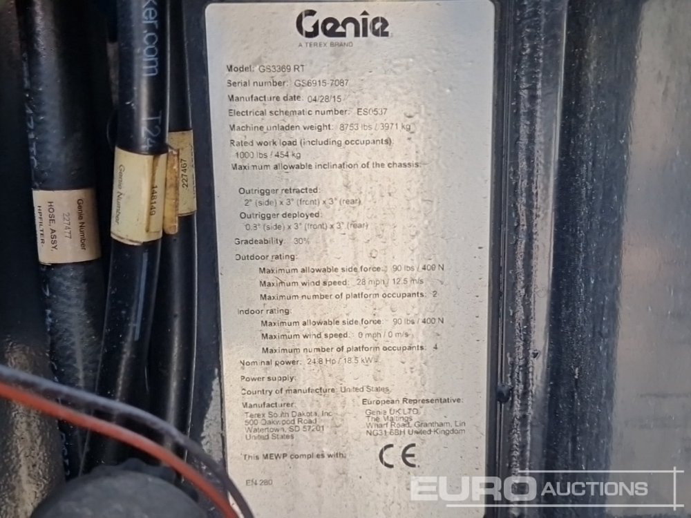 Работна площадка 2015 Genie GS3369RT: снимка 25