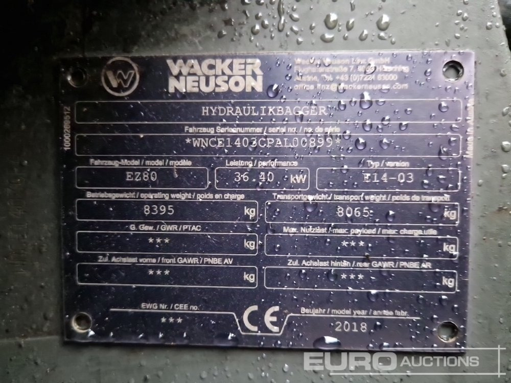 Мини багер 2018 Wacker Neuson EZ80: снимка 32 Мини багер 2018 Wacker Neuson EZ80: снимка 32