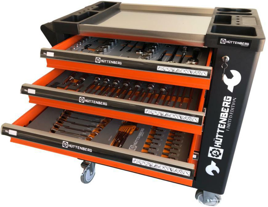 Unused Hüttenberg Tool Trolley, 6 Drawers with Tools - Оборудване за гаражи/ Работилници: снимка 1 Unused Hüttenberg Tool Trolley, 6 Drawers with Tools - Оборудване за гаражи/ Работилници: снимка 1