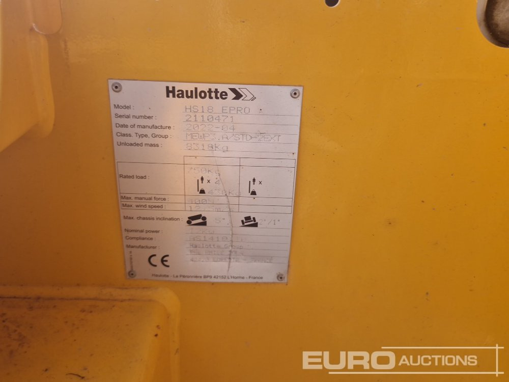Работна площадка 2022 Haulotte HS18 E PRO: снимка 24