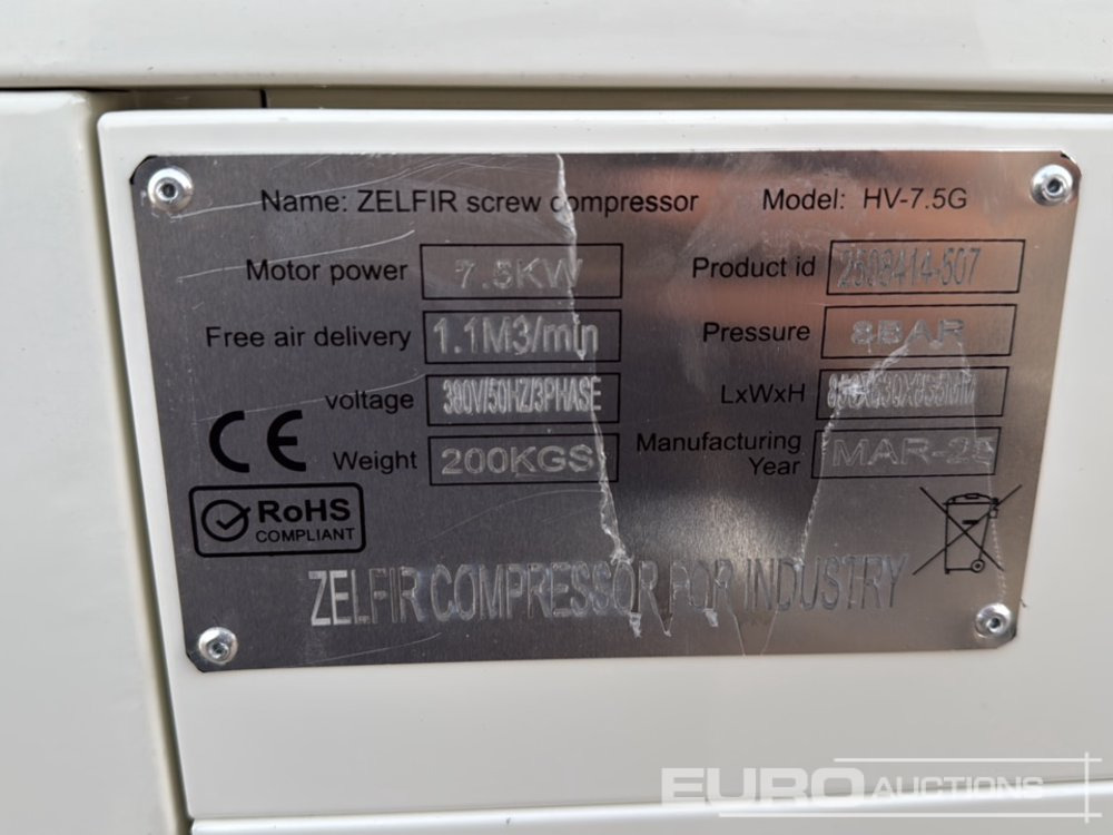 Компресор за въздух Unused Zelfir HV-7.5G: снимка 9