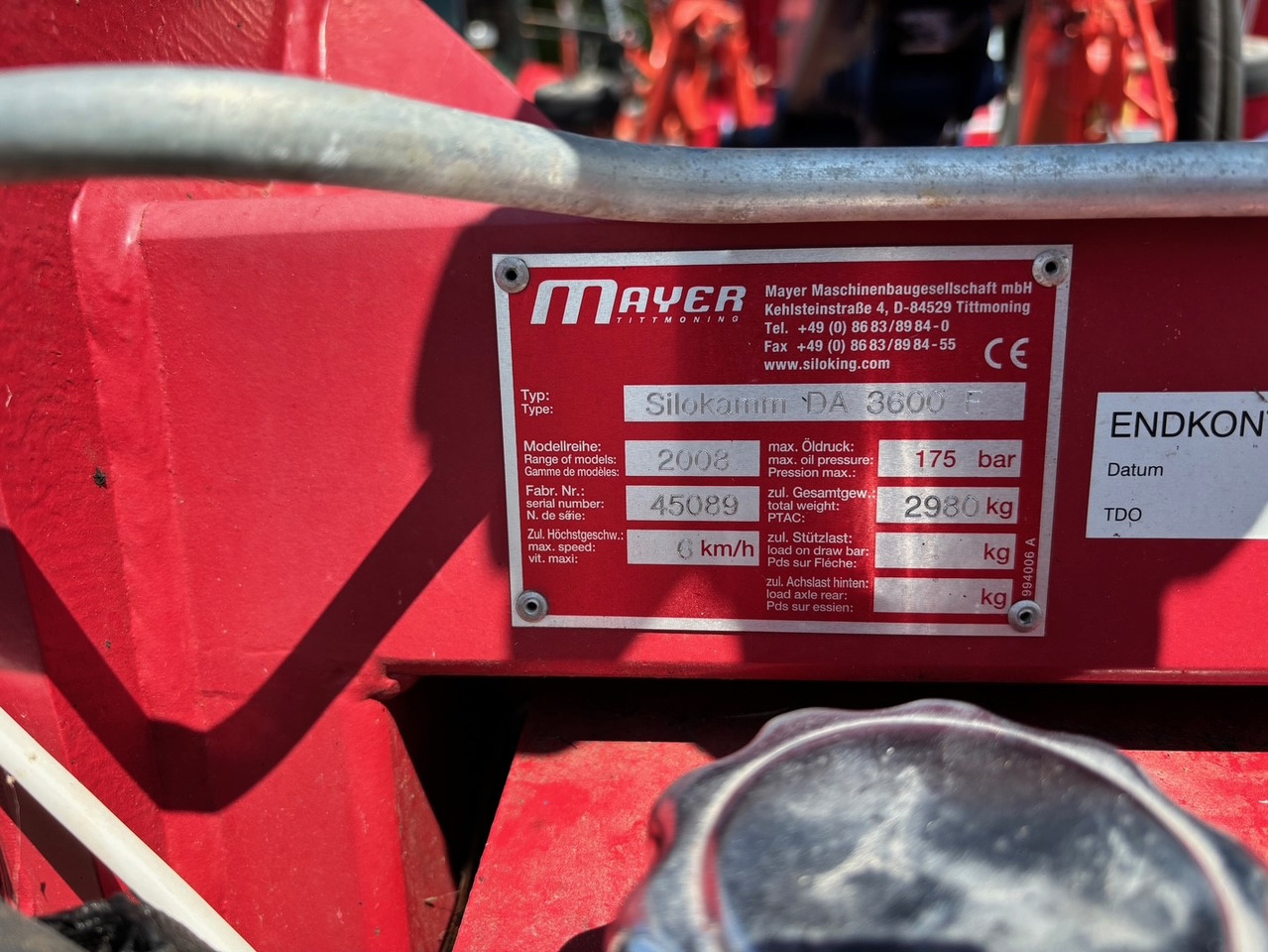 Mayer Siloking mm DA 3600 F - Оборудване за силаж: снимка 2 Mayer Siloking mm DA 3600 F - Оборудване за силаж: снимка 2