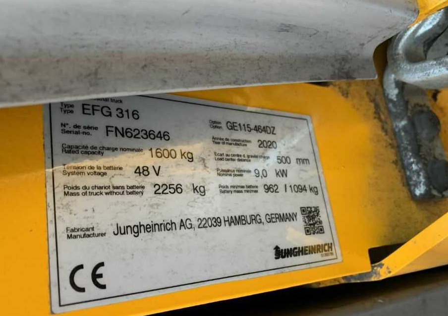 Jungheinrich EFG316 - Електрокар: снимка 4 Jungheinrich EFG316 - Електрокар: снимка 4