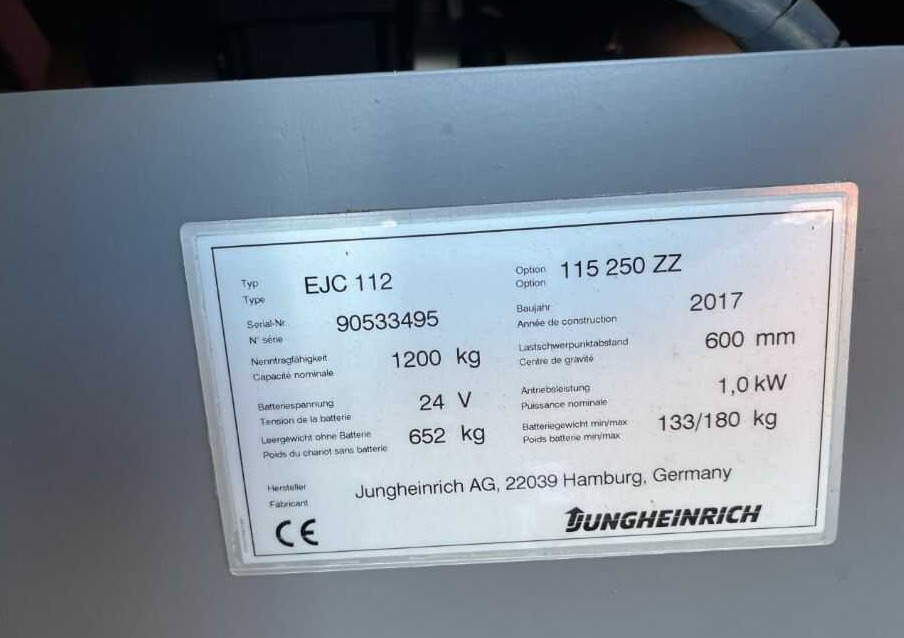 Jungheinrich EJC112 - Стакер: снимка 4 Jungheinrich EJC112 - Стакер: снимка 4