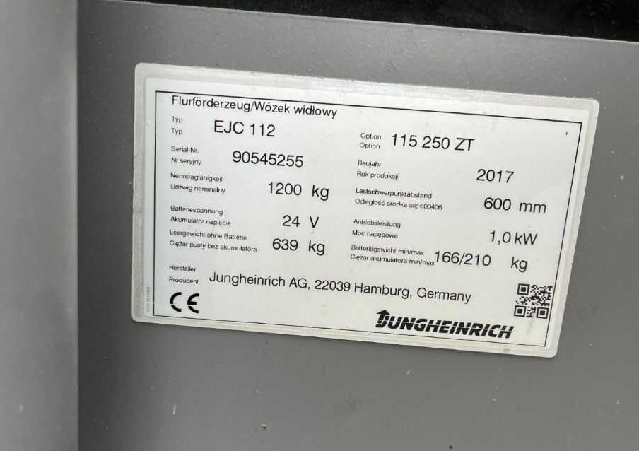 Jungheinrich EJC112 - Стакер: снимка 4 Jungheinrich EJC112 - Стакер: снимка 4