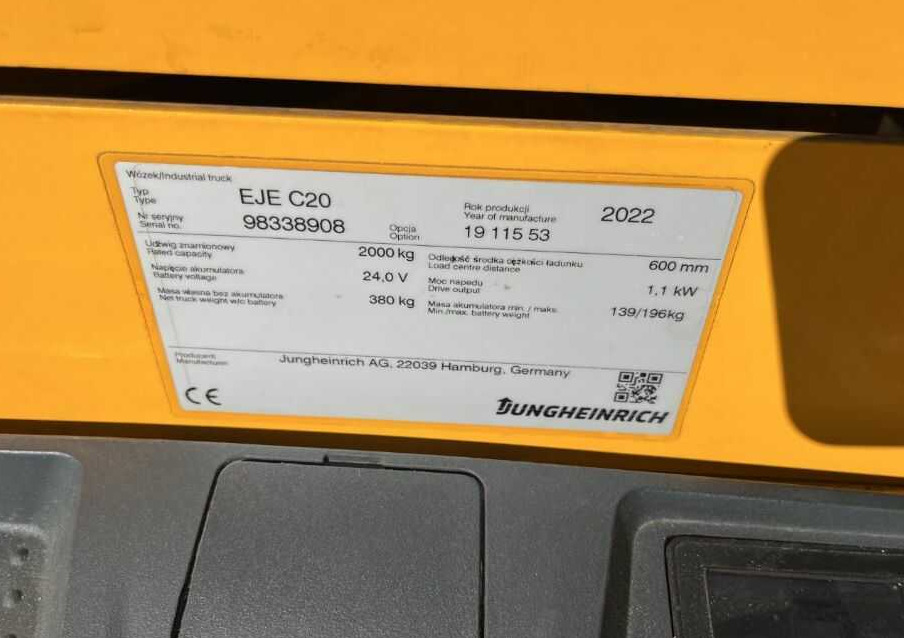 Jungheinrich EJC20 - Палетна количка: снимка 4 Jungheinrich EJC20 - Палетна количка: снимка 4