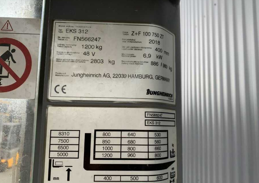 Jungheinrich EKS312 - Ордер пикър - комисионер: снимка 4 Jungheinrich EKS312 - Ордер пикър - комисионер: снимка 4