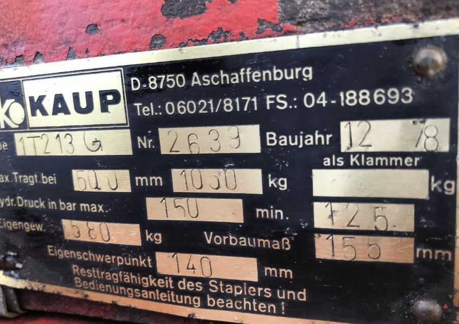 Kaup 1T213G, Kartonklammer - Кламер за Подемно-транспортна техника: снимка 1 Kaup 1T213G, Kartonklammer - Кламер за Подемно-транспортна техника: снимка 1