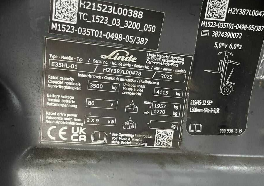 Linde E35HL-01 - Електрокар: снимка 4 Linde E35HL-01 - Електрокар: снимка 4