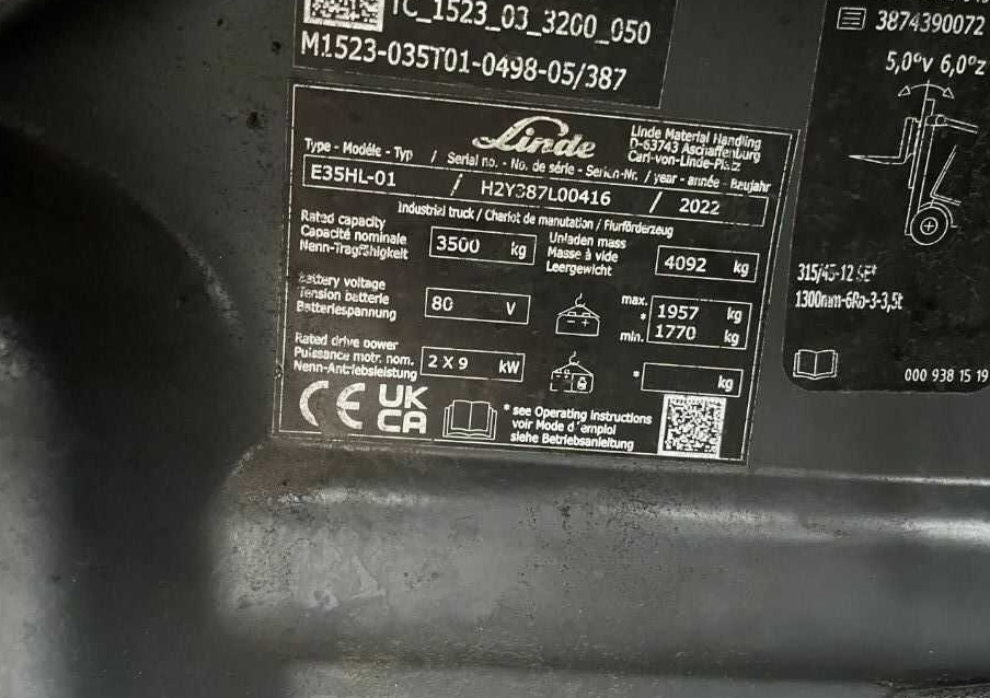 Linde E35HL-01 - Електрокар: снимка 4 Linde E35HL-01 - Електрокар: снимка 4