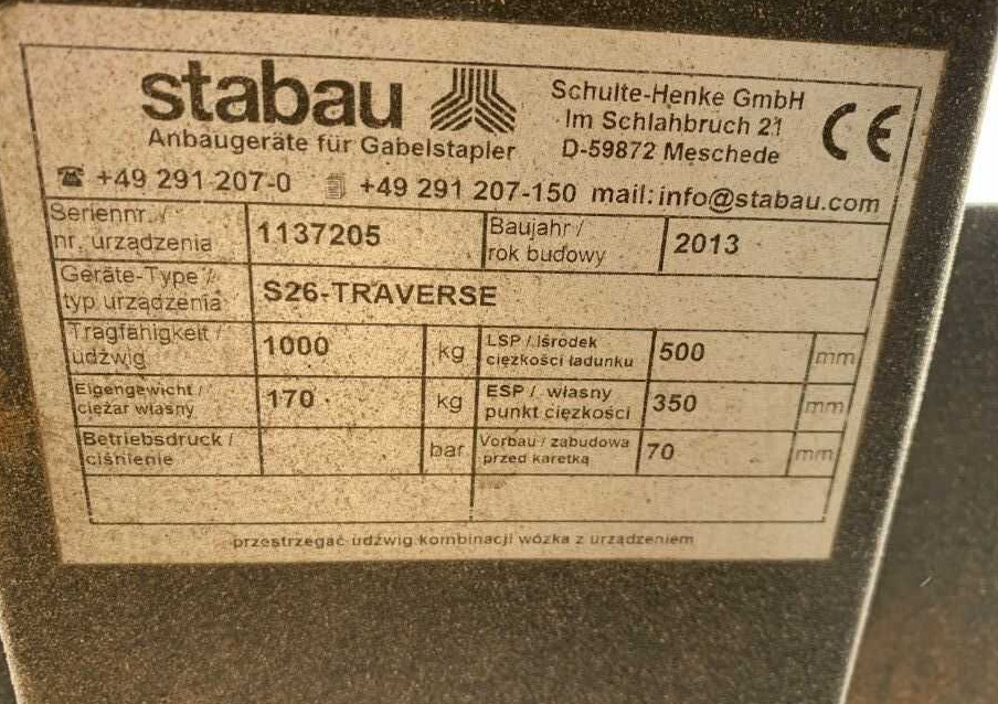 Stabau Traverse Stabau S26 - Вилици за Подемно-транспортна техника: снимка 4 Stabau Traverse Stabau S26 - Вилици за Подемно-транспортна техника: снимка 4