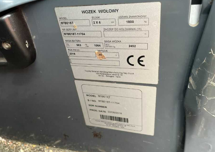 Toyota 8FBE18T - Електрокар: снимка 4 Toyota 8FBE18T - Електрокар: снимка 4