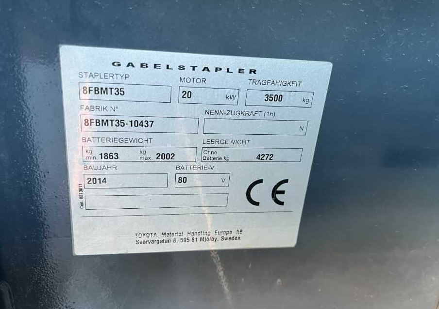 Toyota 8FBMT35 - Електрокар: снимка 4 Toyota 8FBMT35 - Електрокар: снимка 4