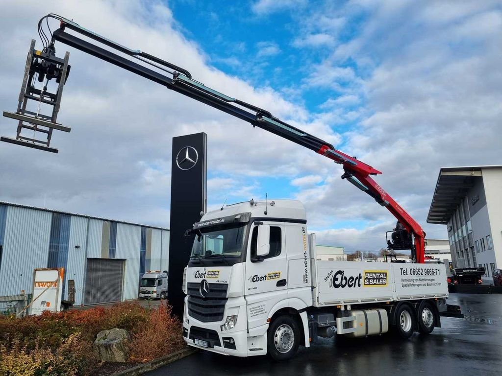 Mercedes-Benz Actros 2745 L 6x2 Baustoffpritsche+Kran Retarder - Бордови камион, Камион с кран: снимка 1 Mercedes-Benz Actros 2745 L 6x2 Baustoffpritsche+Kran Retarder - Бордови камион, Камион с кран: снимка 1