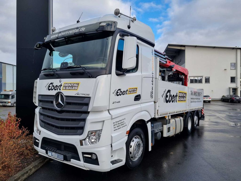 Mercedes-Benz Actros 2745 L 6x2 Baustoffpritsche+Kran Retarder - Бордови камион, Камион с кран: снимка 2 Mercedes-Benz Actros 2745 L 6x2 Baustoffpritsche+Kran Retarder - Бордови камион, Камион с кран: снимка 2