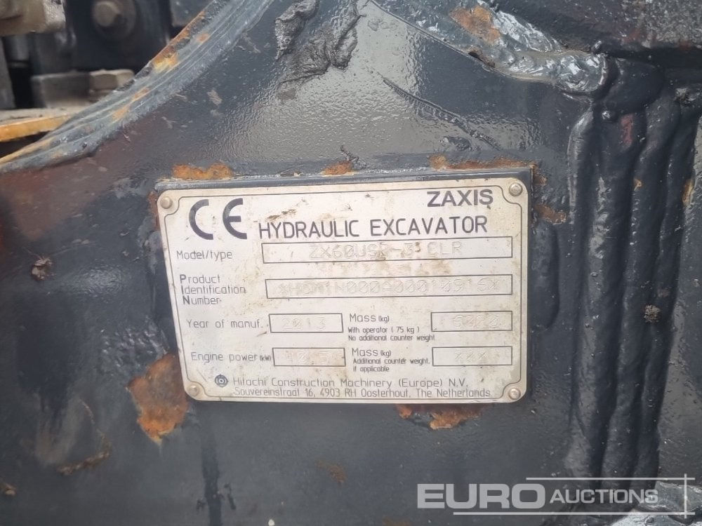 Мини багер 2013 Hitachi ZX60USB-3 CLR: снимка 46