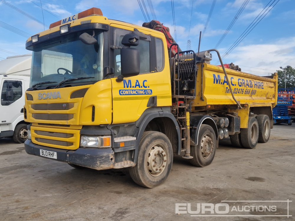 2013 Scania P400 - Самосвал камион, Камион с кран: снимка 1 2013 Scania P400 - Самосвал камион, Камион с кран: снимка 1