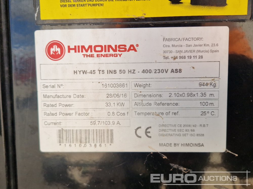 Електрогенератор 2016 Himoinsa HYW-45 TS: снимка 24