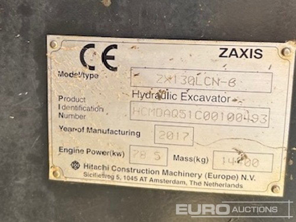 2017 Hitachi ZX130LCN-6 - Верижен багер: снимка 5 2017 Hitachi ZX130LCN-6 - Верижен багер: снимка 5