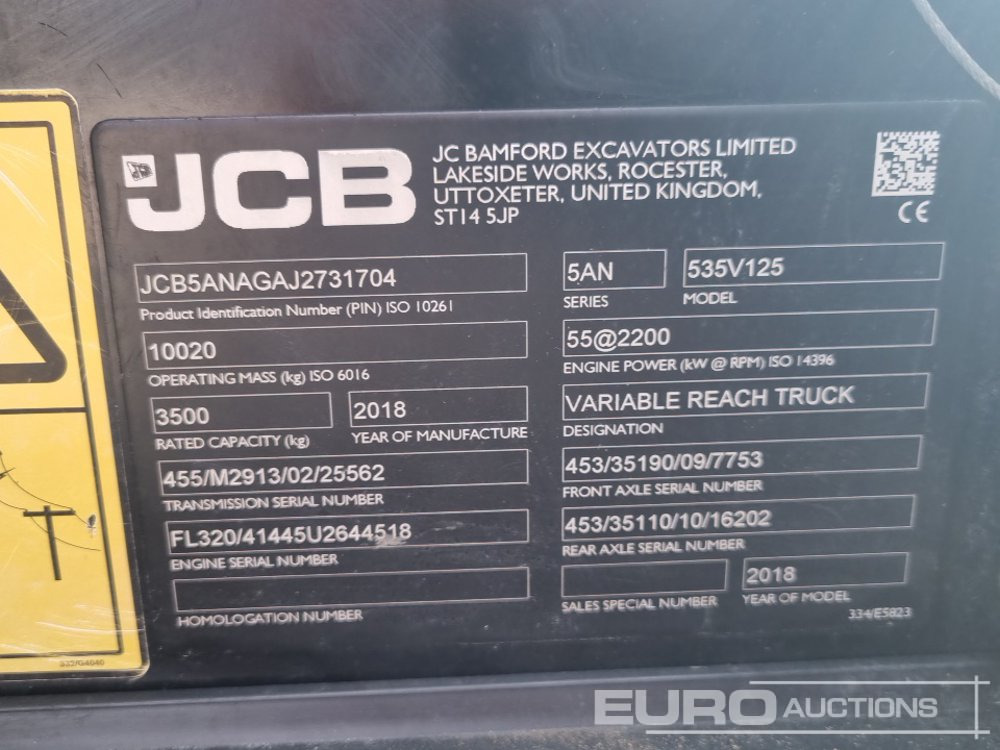 Телескопичен товарач 2018 JCB 535-125 Hi Viz: снимка 41