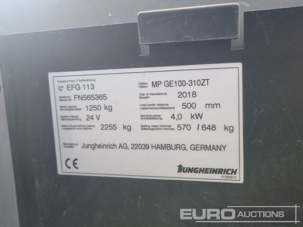 Мотокар 2018 Jungheinrich EFG 113: снимка 32
