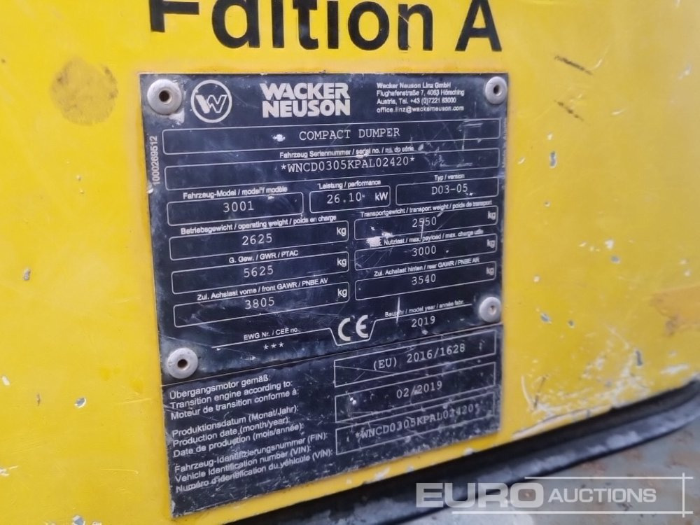 Мини самосвал 2019 Wacker Neuson 3001S: снимка 39