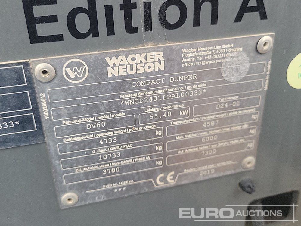 Мини самосвал 2019 Wacker Neuson DV60: снимка 38