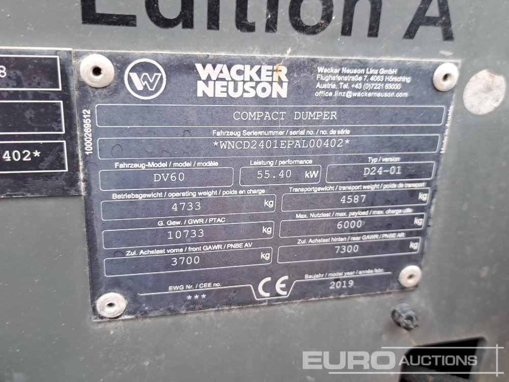 Мини самосвал 2019 Wacker Neuson DV60: снимка 33