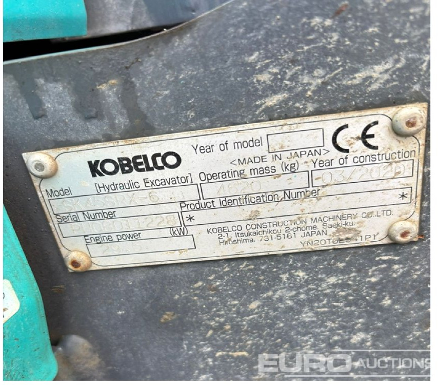 2020 Kobelco SK45SRX-6 - Мини багер: снимка 3 2020 Kobelco SK45SRX-6 - Мини багер: снимка 3