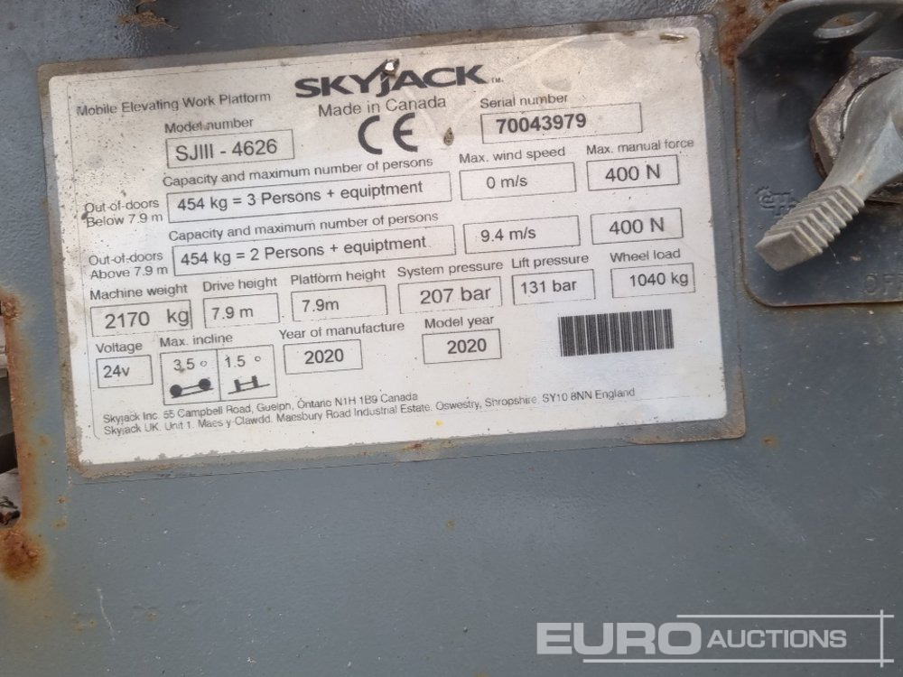 Работна площадка 2020 SkyJack SJIII 4626: снимка 32