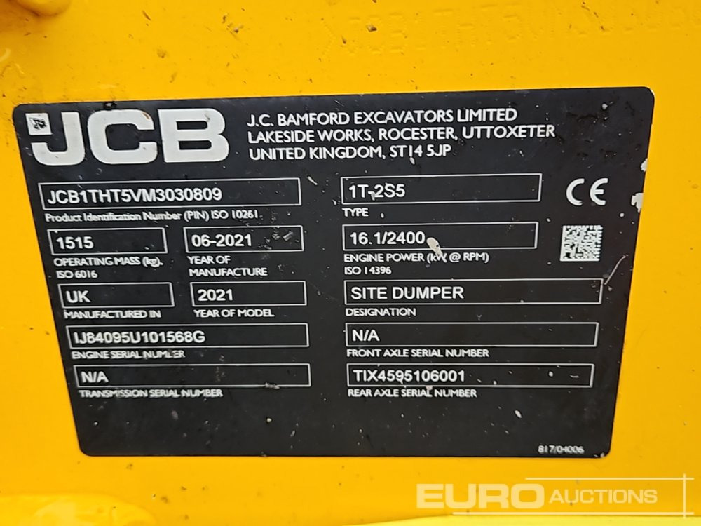 Мини самосвал 2021 JCB 1T-2S5: снимка 38