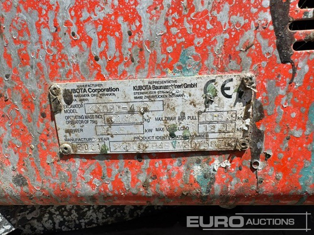 2021 Kubota KX080-4A2 - Мини багер: снимка 3 2021 Kubota KX080-4A2 - Мини багер: снимка 3