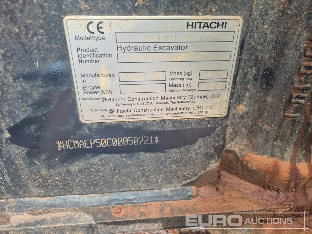 Мини багер 2022 Hitachi ZX48U-6 CLR: снимка 6