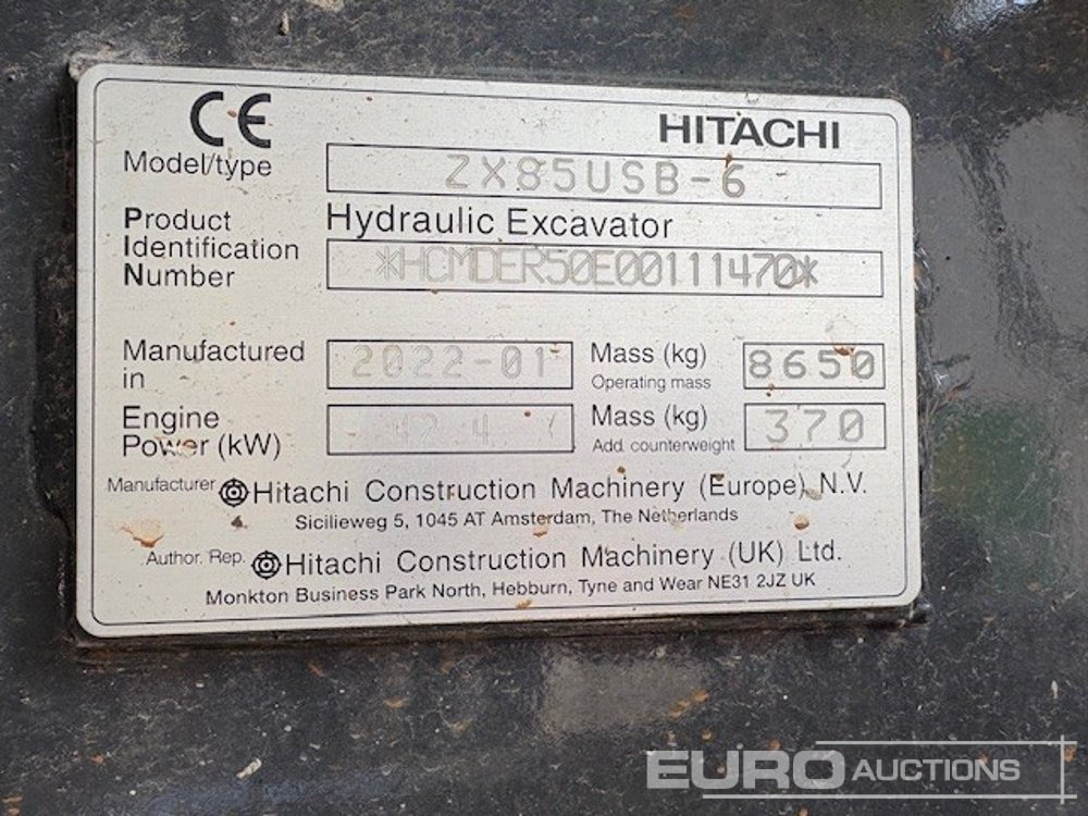 2022 Hitachi ZX85USB-6 - Мини багер: снимка 4 2022 Hitachi ZX85USB-6 - Мини багер: снимка 4