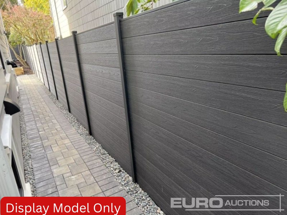 Unused 1.8m Wide Teak Composite Fence Panels (25 of), 2.45m Black Aluminium Posts (26 of) Complete With Assembly Kit - Оборудване за гаражи/ Работилници: снимка 1 Unused 1.8m Wide Teak Composite Fence Panels (25 of), 2.45m Black Aluminium Posts (26 of) Complete With Assembly Kit - Оборудване за гаражи/ Работилници: снимка 1