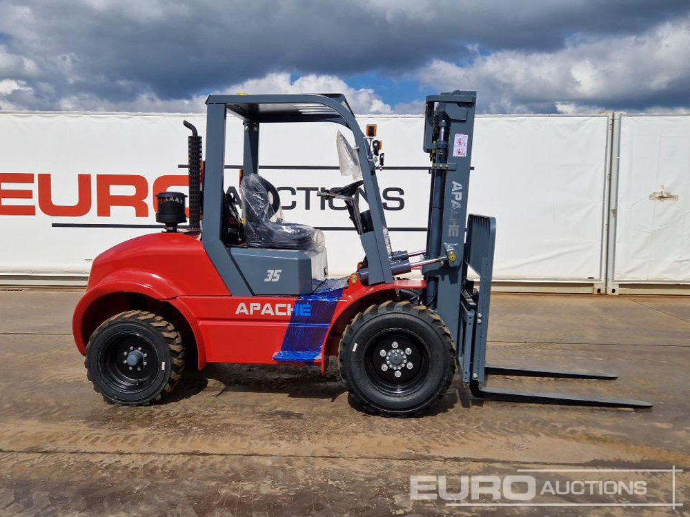 Мотокар с висока проходимост Unused 2025 Apache CPCD35 Diesel Rough Terrain Forklift, 2 Stage Mast, Sideshift: снимка 11