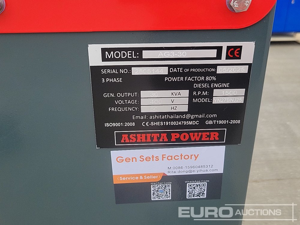 Електрогенератор Unused 2025 Ashita Power AG3-30: снимка 24