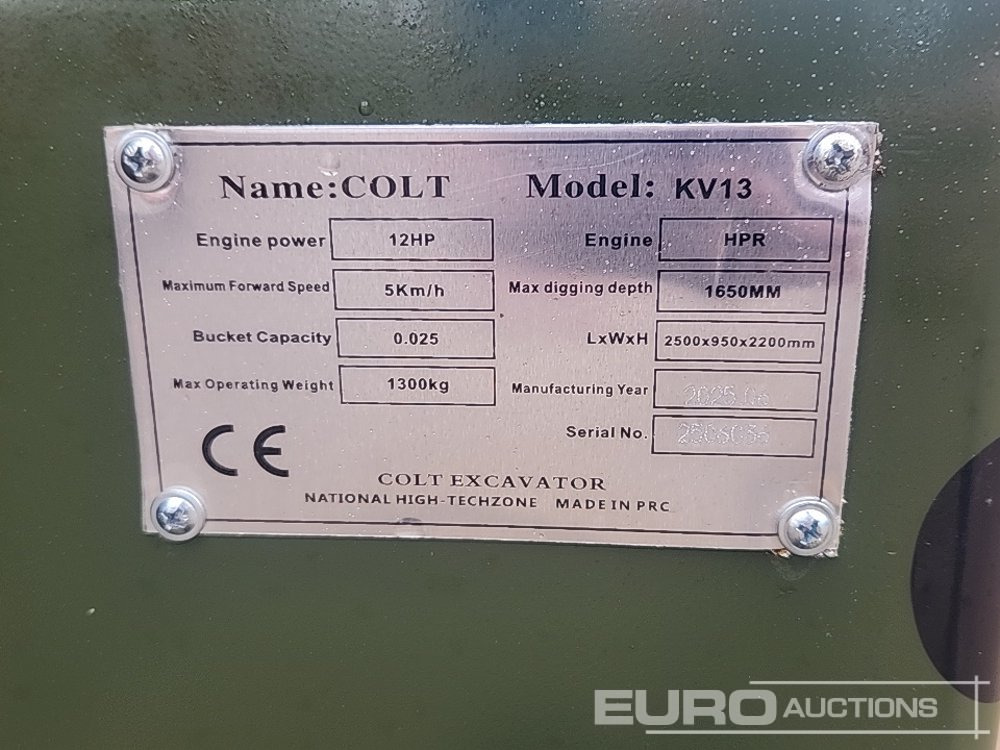 Unused 2025 Colt KV13 - Мини багер: снимка 2 Unused 2025 Colt KV13 - Мини багер: снимка 2